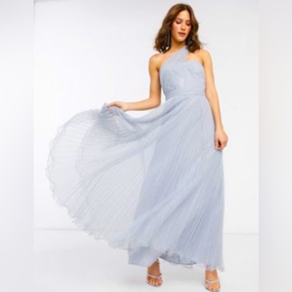 ASOS DESIGN one shoulder tulle wired hem maxi dress